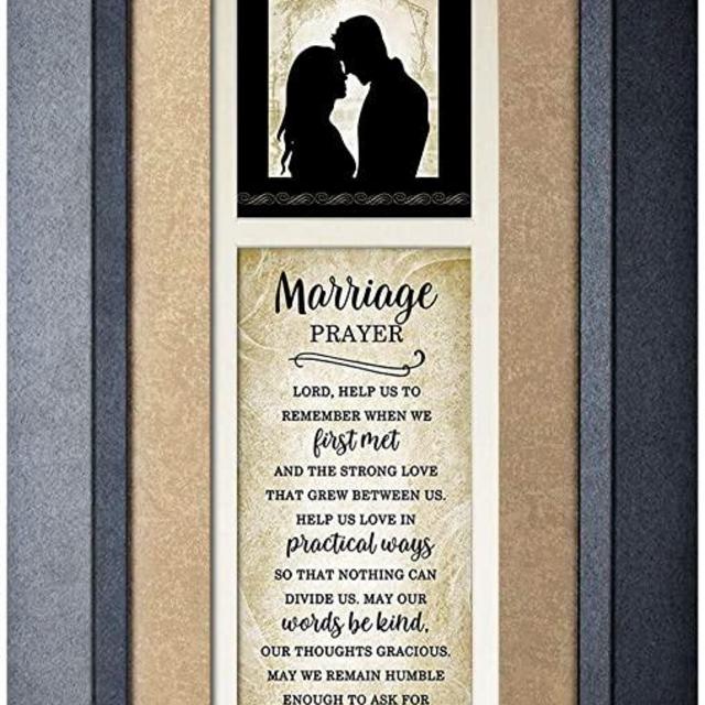 Marriage Prayer Wedding Gift for Couples 8×16 in, Religious Hanging Wall Art Frame Bedroom Home Decor, Christian Bridal Shower Gifts, Wood Plaque Family Decoration with Quotes for Wife Husband