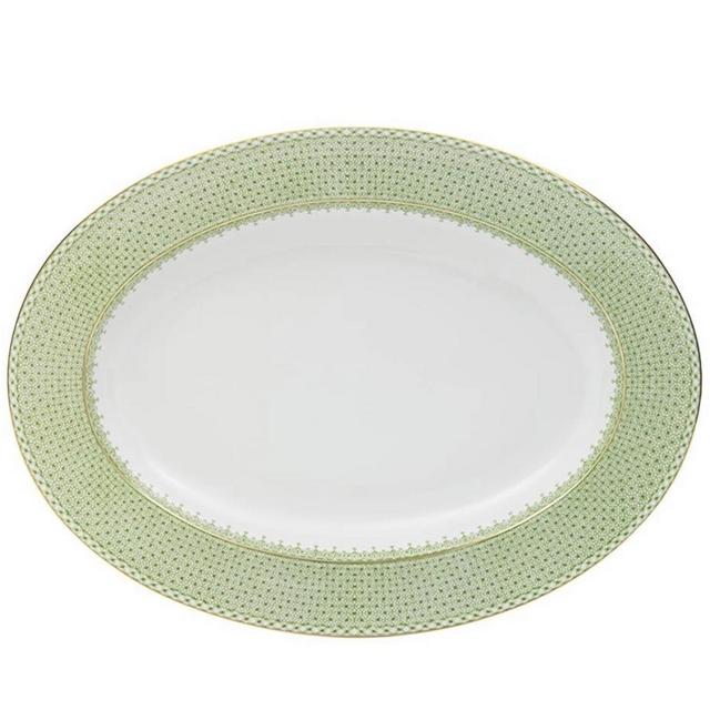 The Ivy House - Lace Apple Green Lace Oval Platter