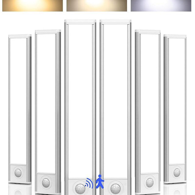 Under Cabinet Lighting Wireless, LED Motion Sensor Light Indoor, Rechargeable Motion Activated Under Cabinet Lights Battery Operated, Dimmable & 3 Color Temps, Under Counter Lights for Kitchen(6Pack)