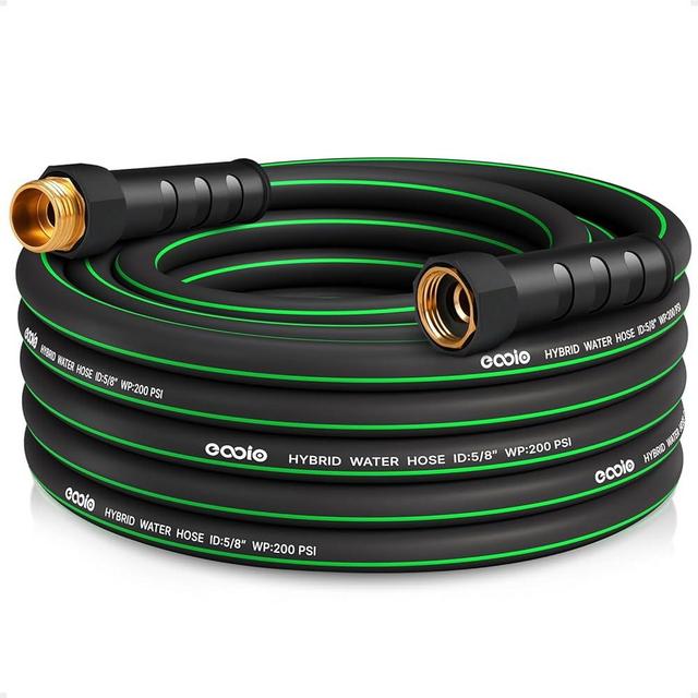 Heavy Duty Garden Hose 25ft, NON-EXPANDABLE Flexible Water Hose, Kink Resistant Lightweight Hybrid Hose, Leakproof Hose Male to Female Fittings, Drinking Water Safe