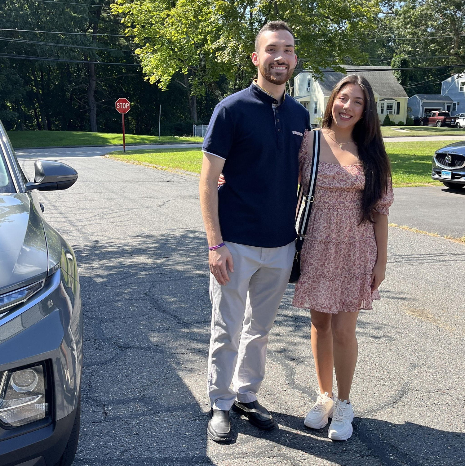 Us together celebrating 1 year together.