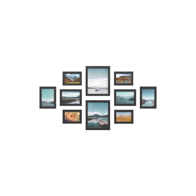 SONGMICS Picture Frames, 10 Pack Collage Picture Frames with Two 8x10, Four 5x7, Four 4x6, Hanging or Tabletop Display, Photo Frame Set Black