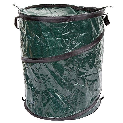 Collapsible Trash Can- Pop Up 33 Gallon Trashcan for Garbage With Zippered Lid By Wakeman Outdoors -Ideal for Camping Recycling and More (Green)
