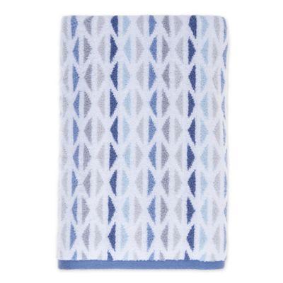Fashion Value Geometric Tile Bath Towel in Indigo