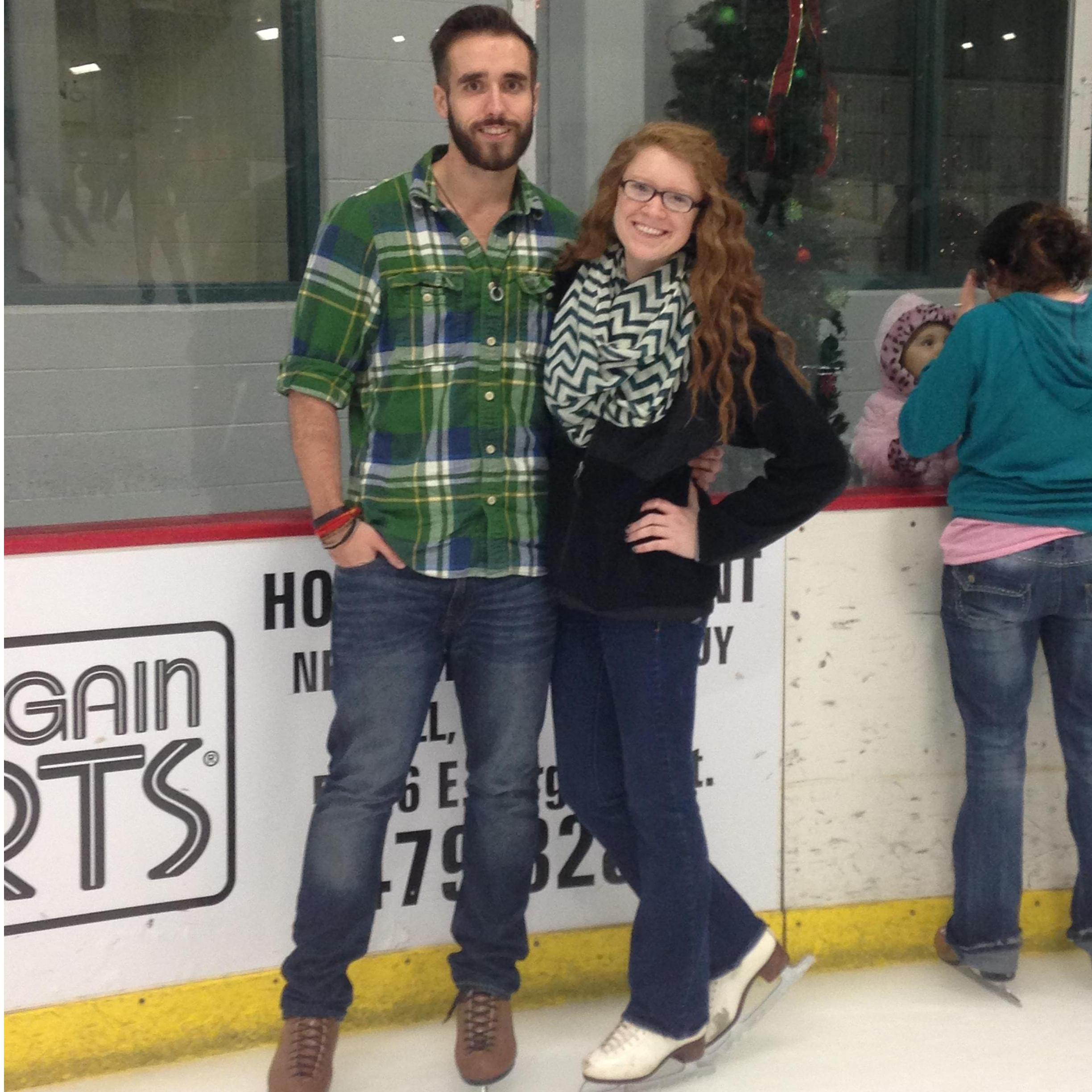 The only time Danielle has gotten him out on the ice.