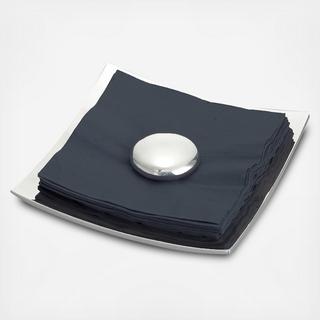 Stone Napkin Holder with Black Napkins