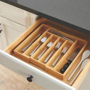 Better Homes & Gardens Natural Bamboo Expandable Silverware Organizer, 13.98 x 10.04-15.35 x 1.97 inches
