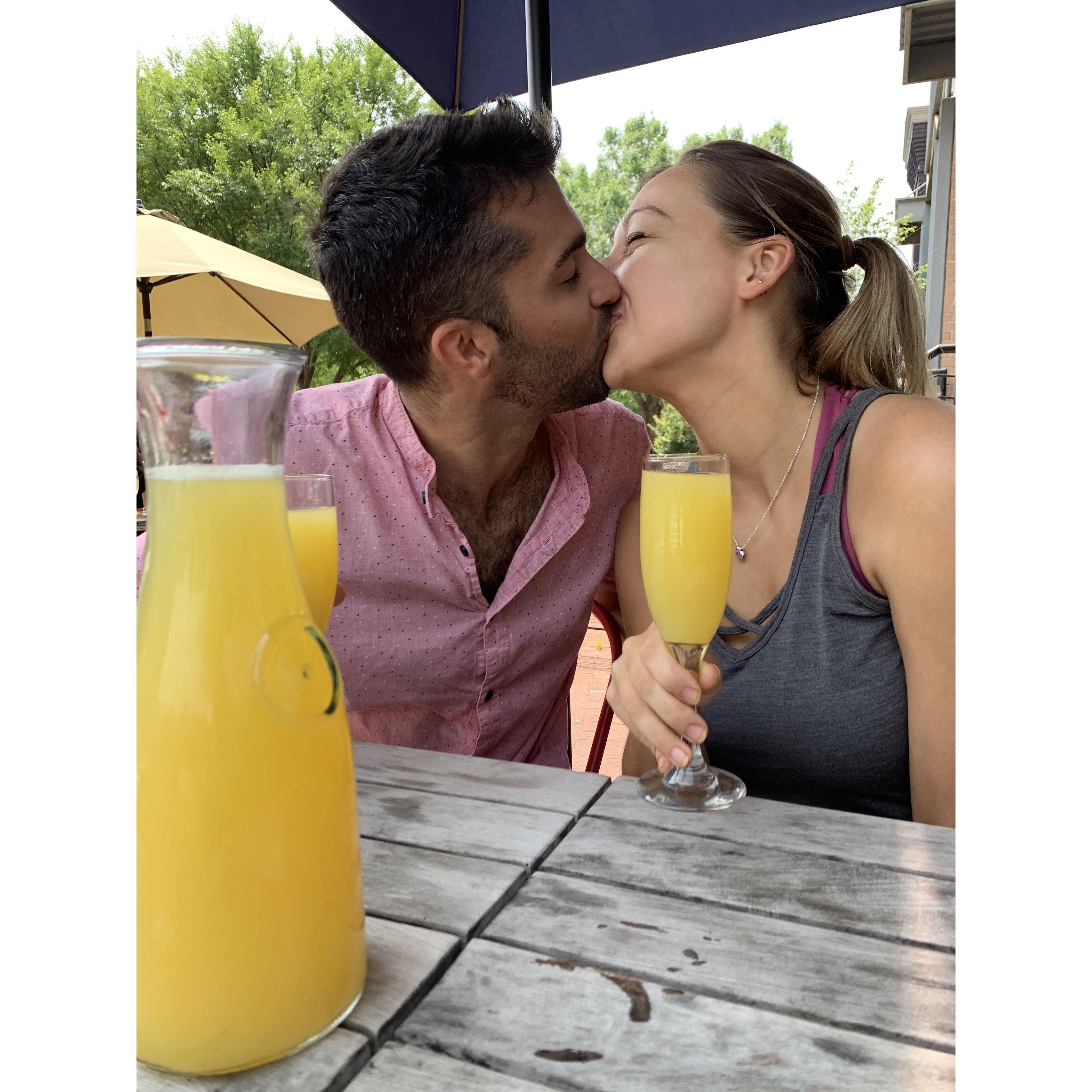 Celebrating our first anniversary with brunch at the restaurant where we had our first date.