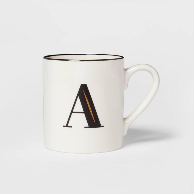 16oz Stoneware Monogram A Mug White - Threshold™