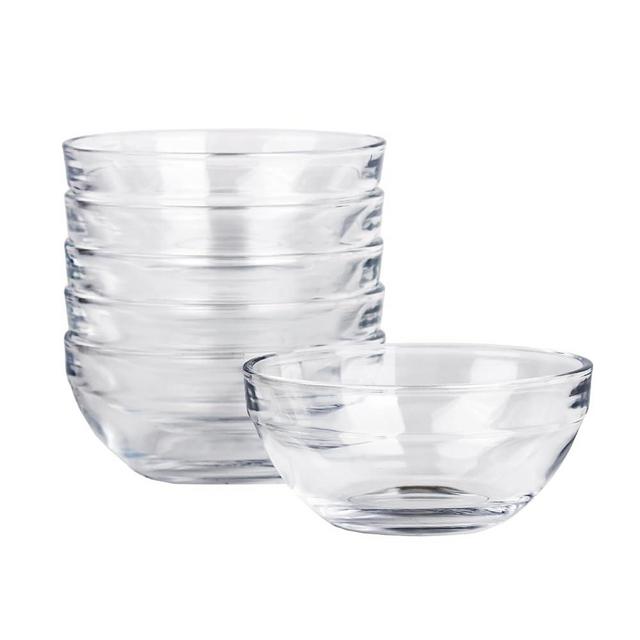Iyulania 4.4 oz Clear Glass Bowl, Mini Prep Dish for Salt and Spices, Microwave and Dishwasher Safe, Stackable, Set of 6