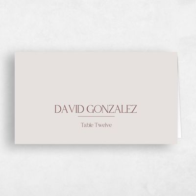 Beige Typography Wedding Place Card - Alvito