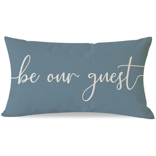 PANDICORN Farmhouse Throw Pillow Cover 12x20 Inch Be Our Guest Pillow Cover Dusty Blue Cozy Relax Decorations Lumbar Decorative Pillow Case for Home Guest Room Bedroom Essentials Couch Sofa Bed Decor