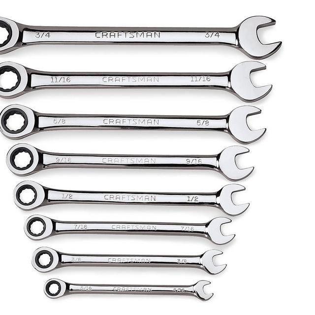 Craftsman 8-piece Inch Full Polish Ratcheting Wrench Set