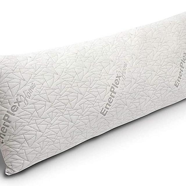 EnerPlex Never-Flat Body Pillow, CertiPUR-US Certified Adjustable Shredded Memory Foam Luxury Body Pillow, Machine Washable, Bamboo Cover, 54x20 Lifetime Promise, Will Not Go Flat
