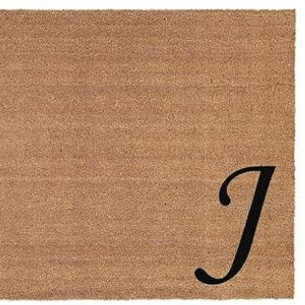Home & More 153622436J Urban Chic Monogram Doormat (Letter J), Black/Natural, 24" x 36"