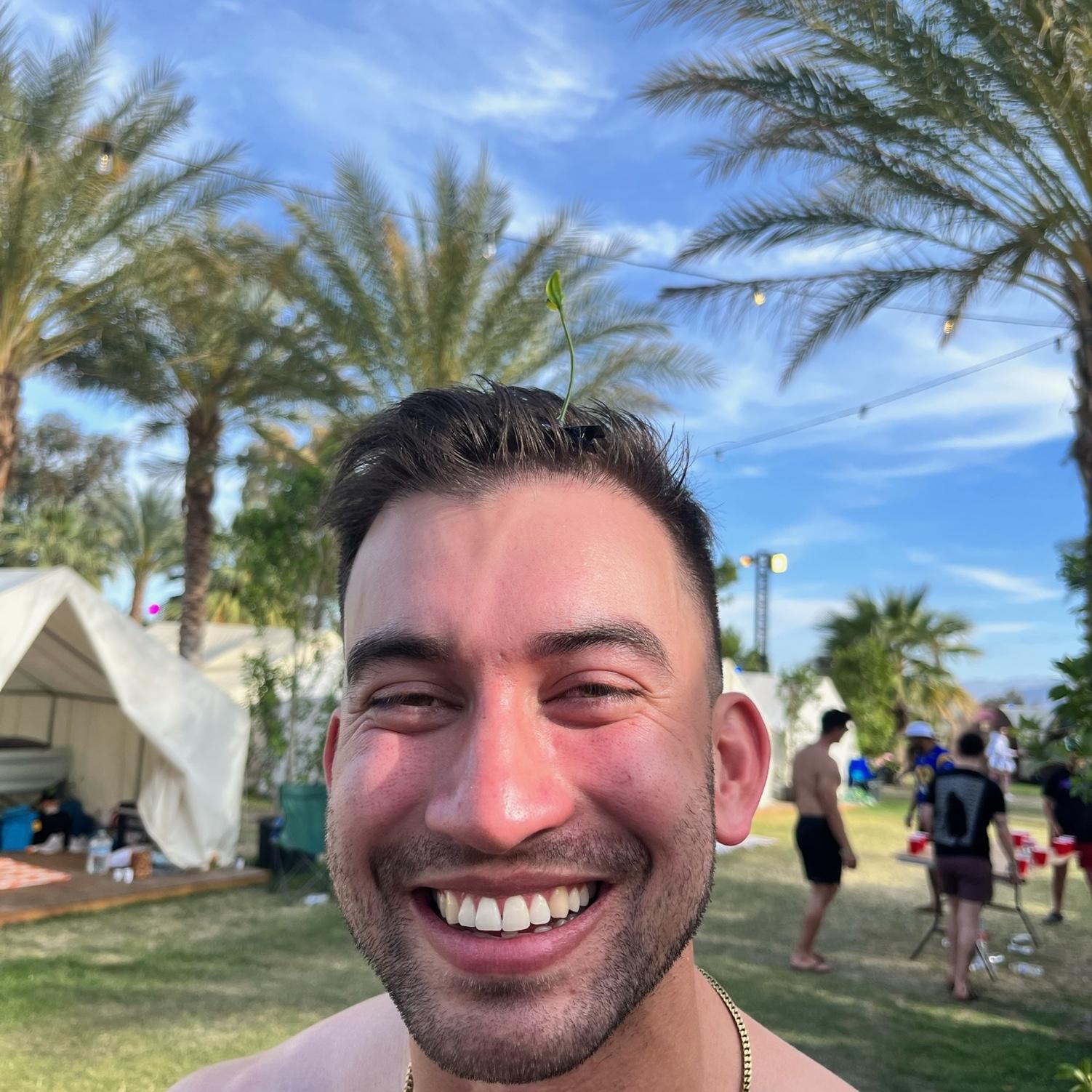 I gave Josh a sprout (🌱 see his hair) for taking our picture