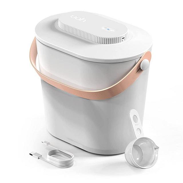 uahpet Airtight Pet Food Storage Container 12LB/13QT Intelligent Automatic Sealed Dog Food Container BPA-Free Cat Food Container with Scoop and USB Cable for Dogs Cats Birds