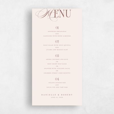 Linen, Beige Wedding Menu - Nevis