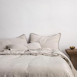 Piped Linen Duvet Cover