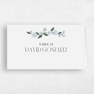 Blue Floral Wedding Place Card - Bellis
