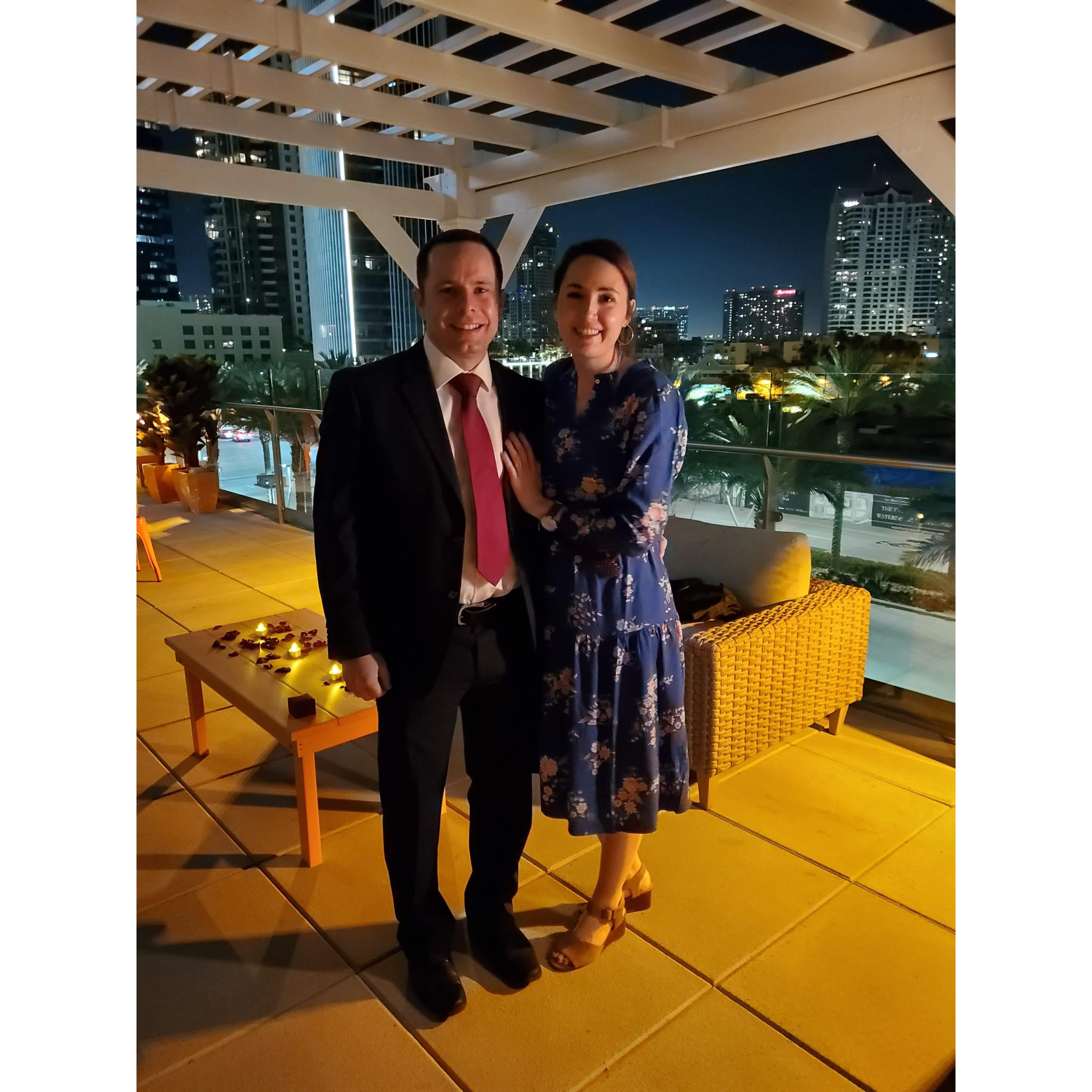 The night Josh proposed in San Diego.