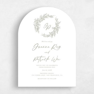 Green Arch Wedding Invitation - Birchwood Portrait
