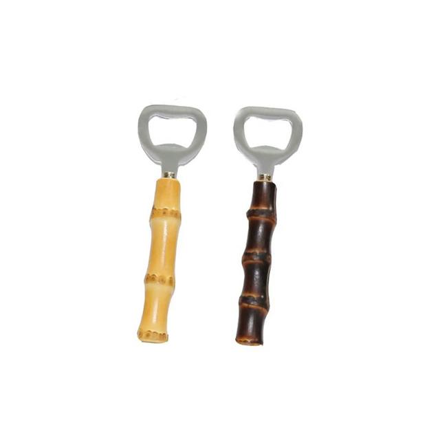 2PCS Stainless Steeel Bottle Openers,Beer Bottle Openers,Bartender Bottle Openers,Soft Drinks-Handcraft Bamboo Handle Handheld for Gift