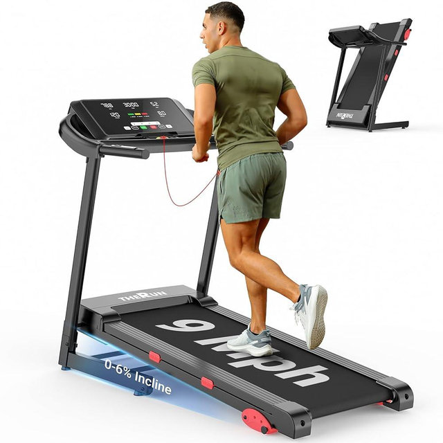 THERUN Home Treadmill with Incline Adjust, 3.0 HP Treadmill, Heart Rate Monitoring, Wider Running Belt