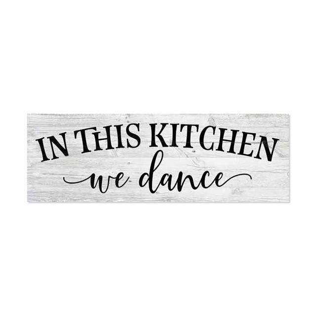 In this Kitchen, we dance Farmhouse Rustic Wall Art Kitchen Sign Home Decor Wood Sign Gift 6x18 B3-06180062019