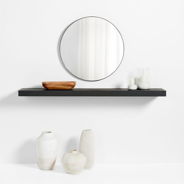 Black Elm Wood Floating Shelf 66"