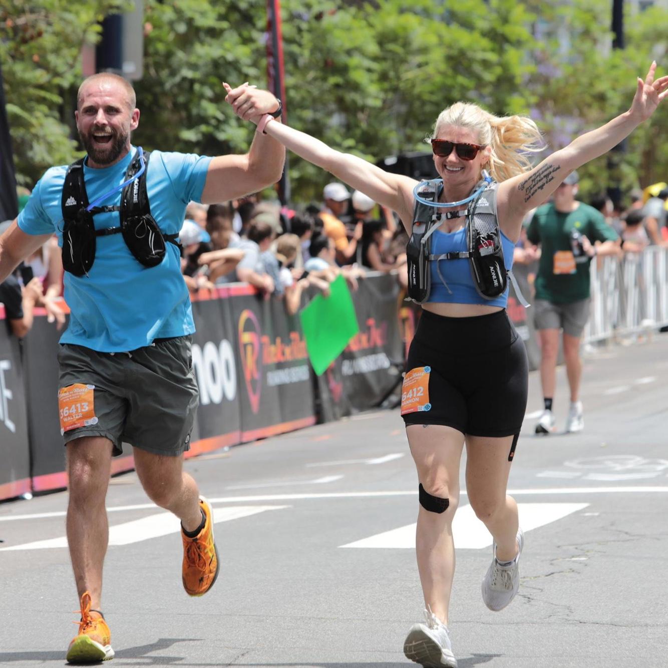 Finishing our first (and only) marathon together