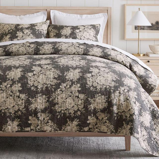 Juliette Toile Reversible Pick-Stitch Quilt, King/Cal. King, Charcoal