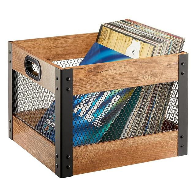 X-cosrack Vinyl Record Storage Crate, Wooden Record Holder, Records Organizer Box - Album Shelf Cube Container for Storing Vinyl ​Record LP | Albums