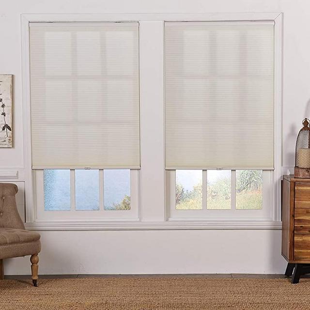 DEZ Furnishings QCCR250720 Cordless Light Filtering Cellular Shade, 25W x 72H Inches, Cream