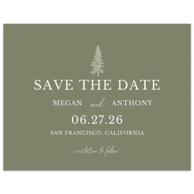 Khaki Green Wedding Digital Save the Date - Pinehaven Landscape