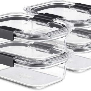 Rubbermaid Brilliance Glass Food Storage Containers, 3.2 Cup, Set of 4