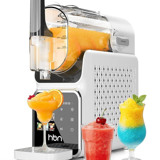 HBN Slushie Machine for Home No Ice Needed, Slushy Machine Frozen Drink Maker 88oz, Self-Cleaning, 6 Presets for Margaritas, Cocktails, Milkshakes and More, Perfect for Family Gathering, Summer Party