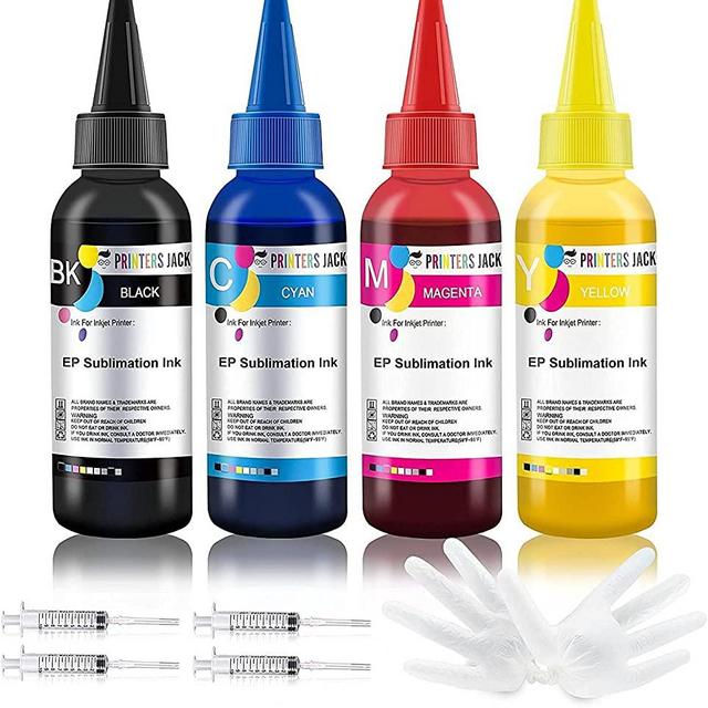 Printers Jack 400ML Sublimation Ink for Epson C88 C88+ WF7710 ET2720 ET4700 ET15000 ET2760 ET2750 WF7820 Inkjet Printers Heat Press Transfer on Mugs, Plates, Polyester Shirts, Phone Cases etc