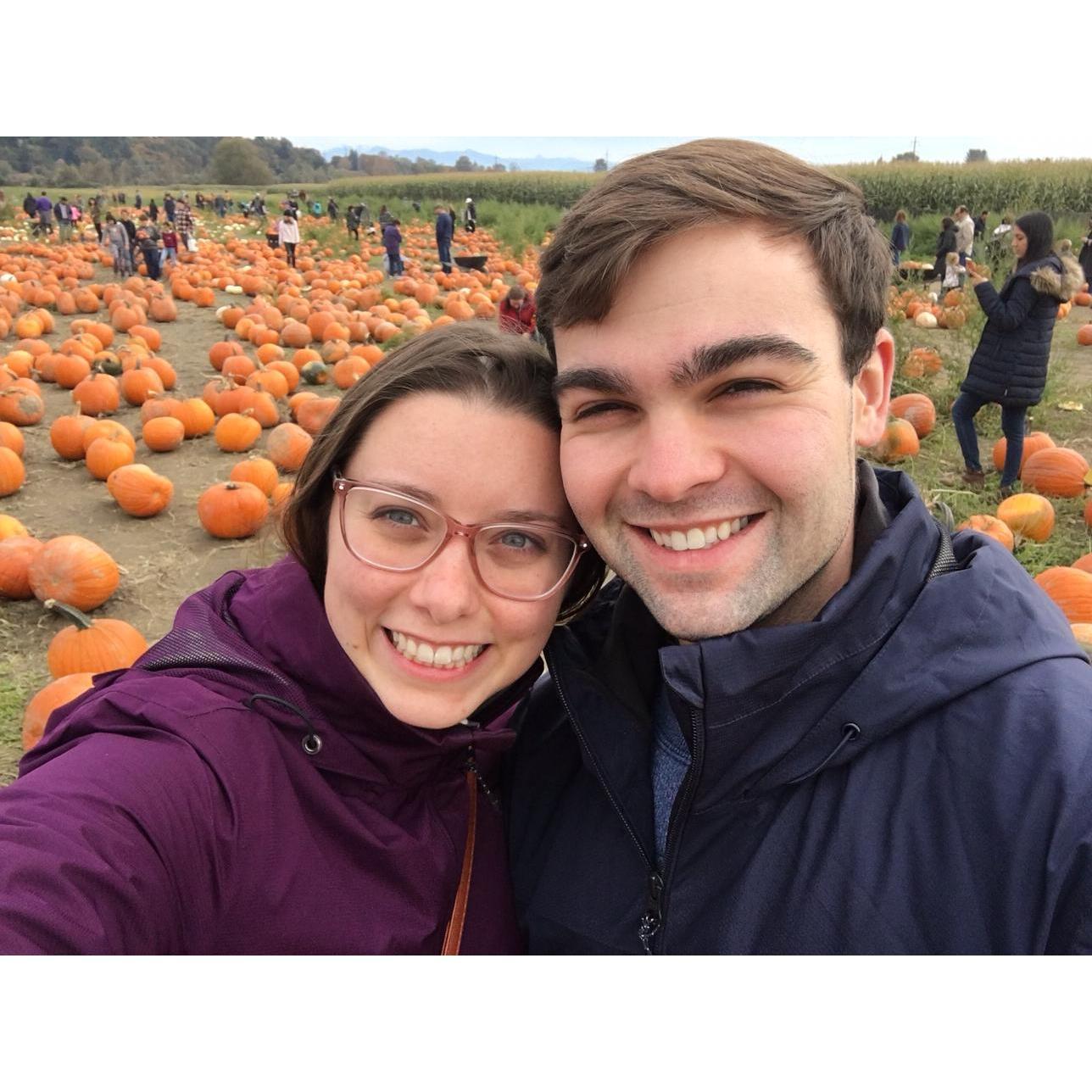 The pumpkin patch! We got engaged here the following year.
