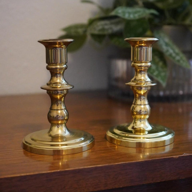 Pair of vintage brass candlesticks.