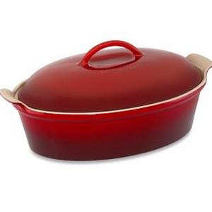 Le Creuset Heritage Stoneware Oval Covered Casserole, Red