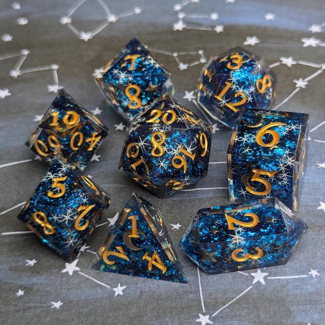 Celestial Dreams DnD Dice Set: Sharp Edge Polyhedral Dice