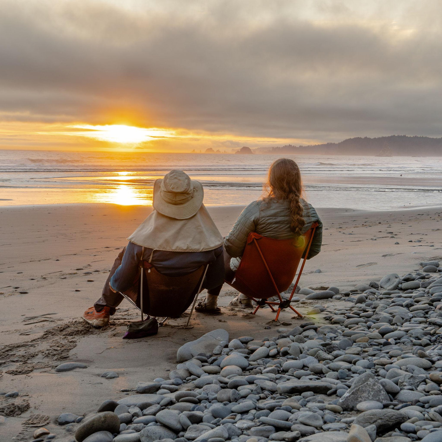 Enjoying the sun set over the pacific ocean on the Olympic Coast Trail!