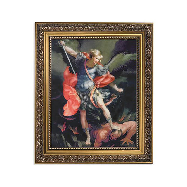Gerffert Christian Wall Décor Ornate Gold Framed Artwork, 11 x 13-Inch, St. Michael