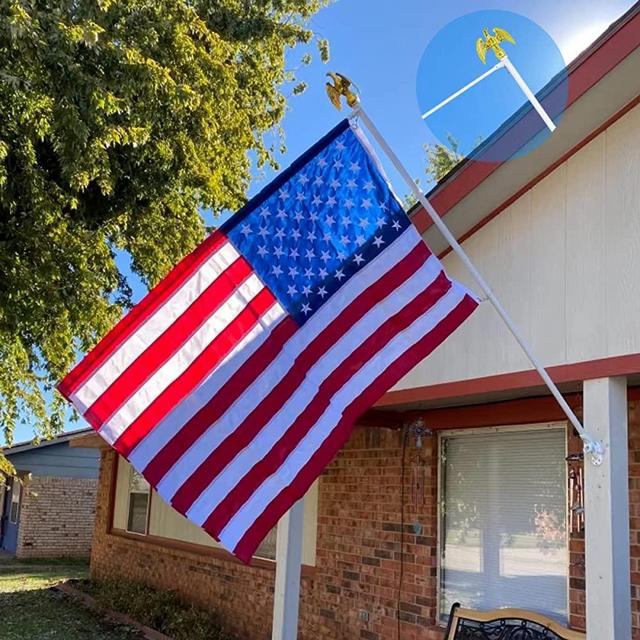 Jetlifee American Flag Kit, 3x5 USA Durable Flags Embroidered Stars with Heavy Duty Pole Including 100% Polyester US Flag, 6 ft Aluminum No Tangle Spinning Pole and 2-Position Flag Pole Bracket for House