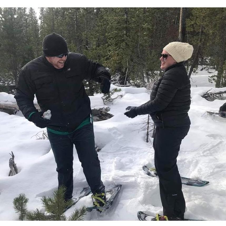 Snowball fight in the Oregon snow
