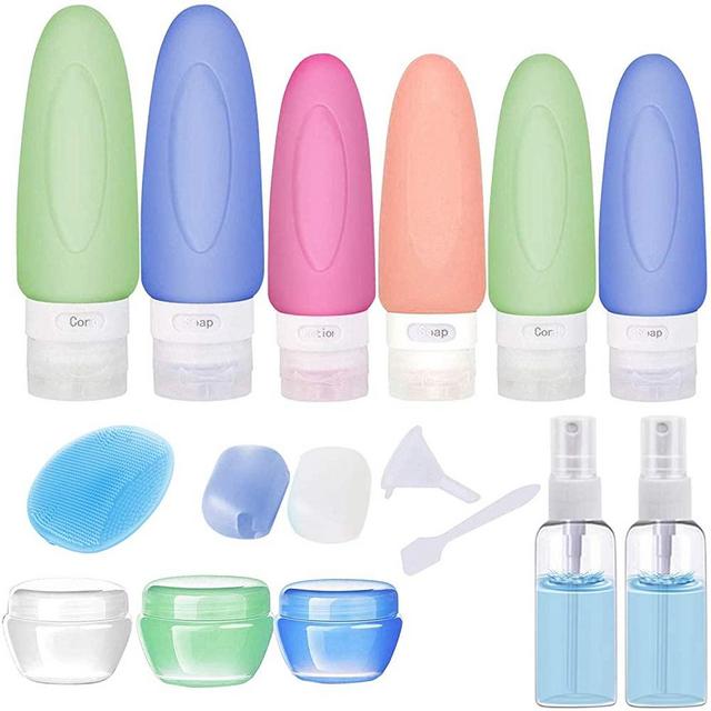 POLUENTAT 17 Pcs Silicone Travel Bottles Set, TSA Approved Travel Size Containers for Toiletries FDA Approved for Shampoo Leak-proof Travel Accessories Containers with Tag