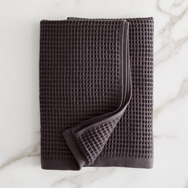 Organic Waffle Towel, Bath Towel, Gray Dusk