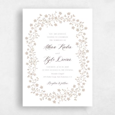 Beige Floral Wedding Invitation - Ysabeau Portrait