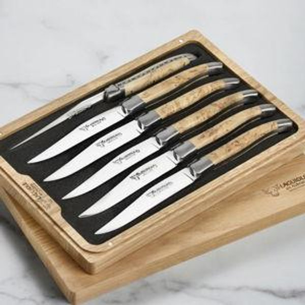 Laguiole en Aubrac 6 Piece Stainless Steel Steak Knife Set with Birchwood Handles